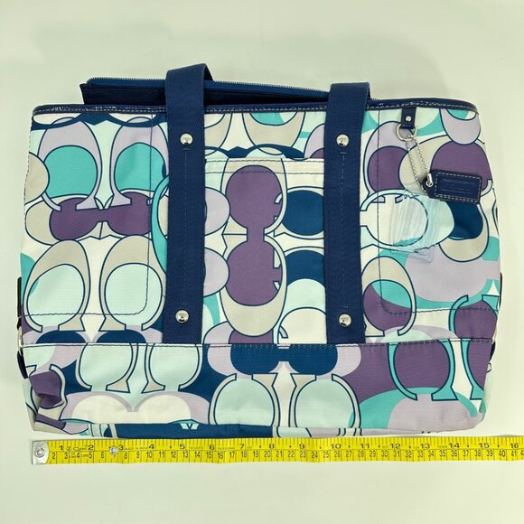 Coach Kyra Scarf Print C Signature Tote Bag Purple/Blue Vintage - No Strap - Picture 10 of 12